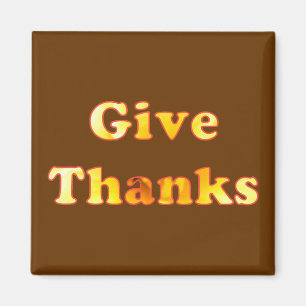 Give thanks, word art with yellow lily, magnets