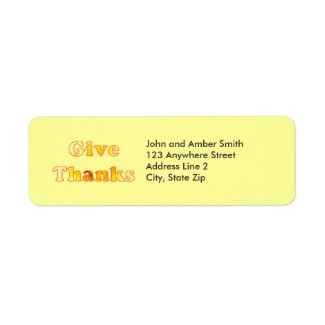 Give thanks, yellow lily word art, address labels