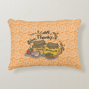 "Give Thanky'" Turkey and Harvest Accent Pillow