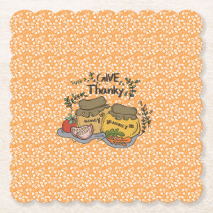 "Give Thanky'" Turkey and Harvest Paper Coaster