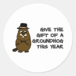 Give the gift of a Groundhog this year Classic Round Sticker