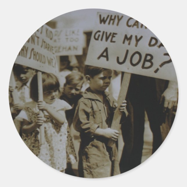 Give Us Jobs Depression Era Sticker (Front)