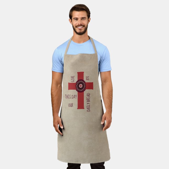Give Us This Day Quote Unique Cross Tan Apron (Worn)