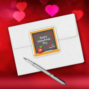 Give Your Teacher a Happy Valentine's Day! Square Sticker