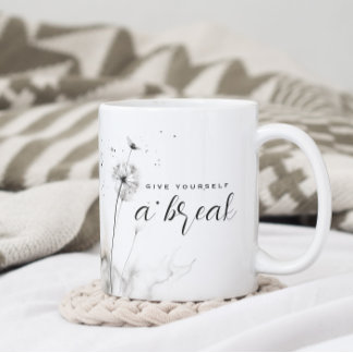 Give Yourself a Break Watercolor Dandelion Mug