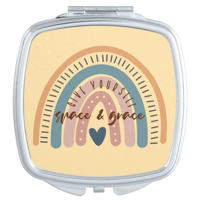 Give Yourself Space and Grace Affirmation Compact Mirror (Front)