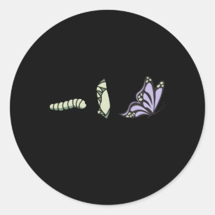 Give Yourself Time Monarch Caterpillar To Butterfl Classic Round Sticker
