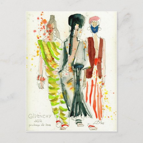Givenchy Fashion Show Paris _ fashion illustration Postcard