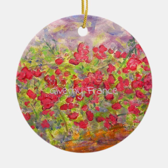 Giverny France Roses Ceramic Ornament (Front)