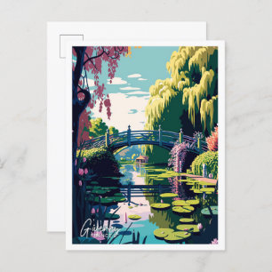 Giverny France Travel Vintage Illustration Postcard