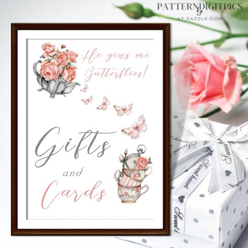Gives Me Butterflies Blush Pink Tea Floral Gifts Poster