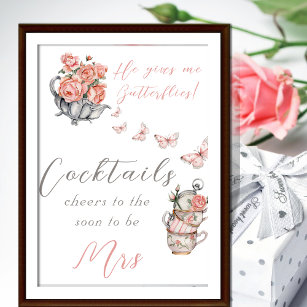 Gives Me Butterflies Funny Quote Tea Floral Brunch Poster