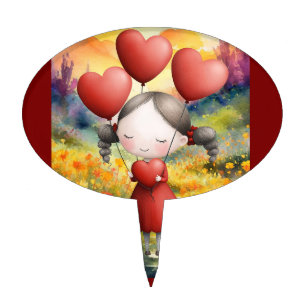 GIVING ALL THE LOVE IN HER HEART CAKE TOPPER