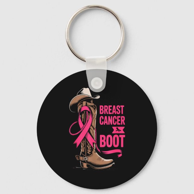 Giving Breast Cancer The Boot Cowboy Design  Keychain (Front)