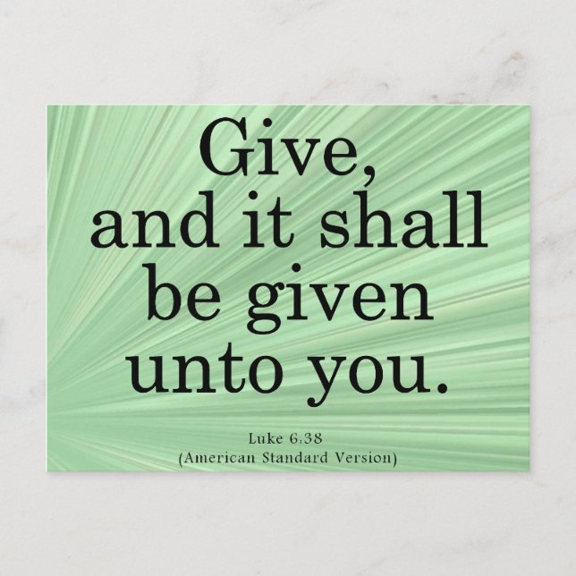 Giving Luke 6-38 Postcard (Front)
