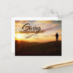 "Giving makes me rich" Motivation Affirmation Postcard