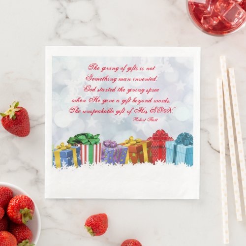 Giving of Gifts Sayings Christmas Paper Dinner Napkins