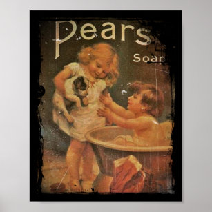 Giving Puppy a Bath with Pears Soap Poster