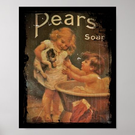 Giving Puppy A Bath With Pears Soap Poster