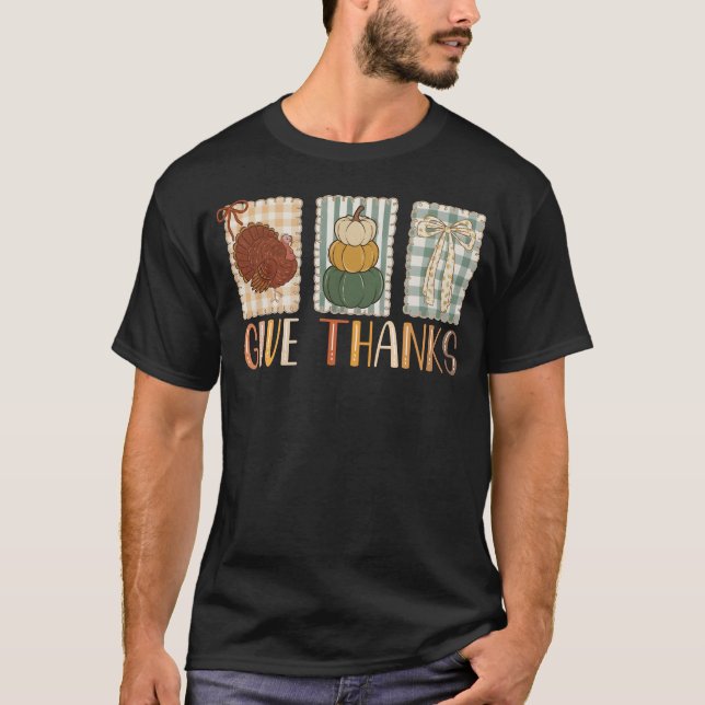 Giving Thanks Coquette Bow Thankful Thanksgiving  T-Shirt (Front)