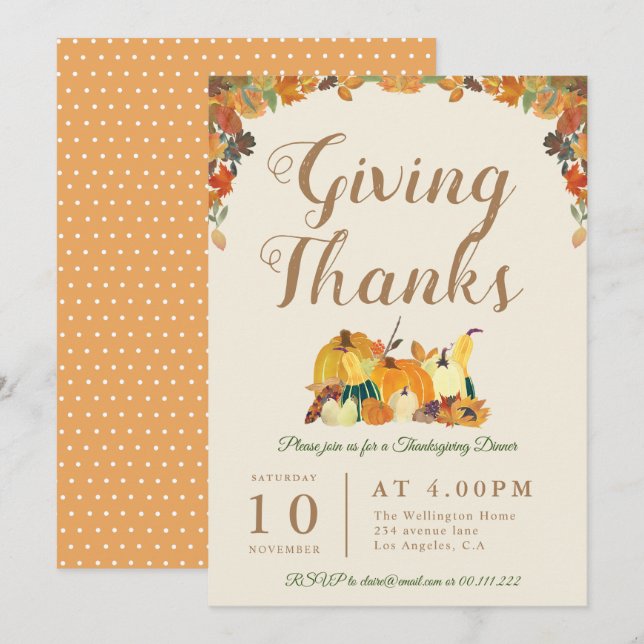 GIVING THANKS | floral thanksgiving dinner Invitation (Front/Back)