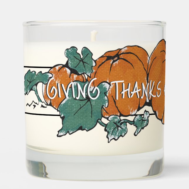 Giving Thanks for You Personalized Thanksgiving  Scented Candle (Front)