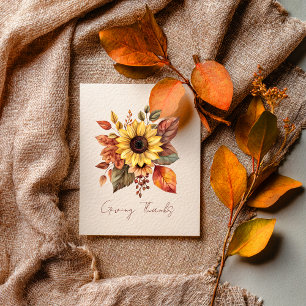 Giving Thanks Sunflower & Leaves Card