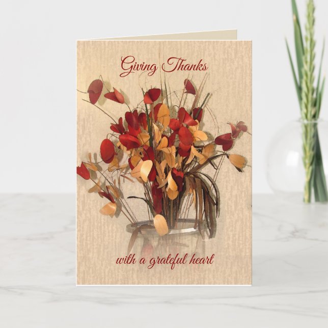 Giving Thanks Thanksgiving card floral (Front)