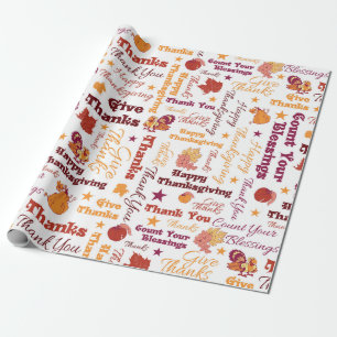 Giving Thanks Thanksgiving Wrapping Paper