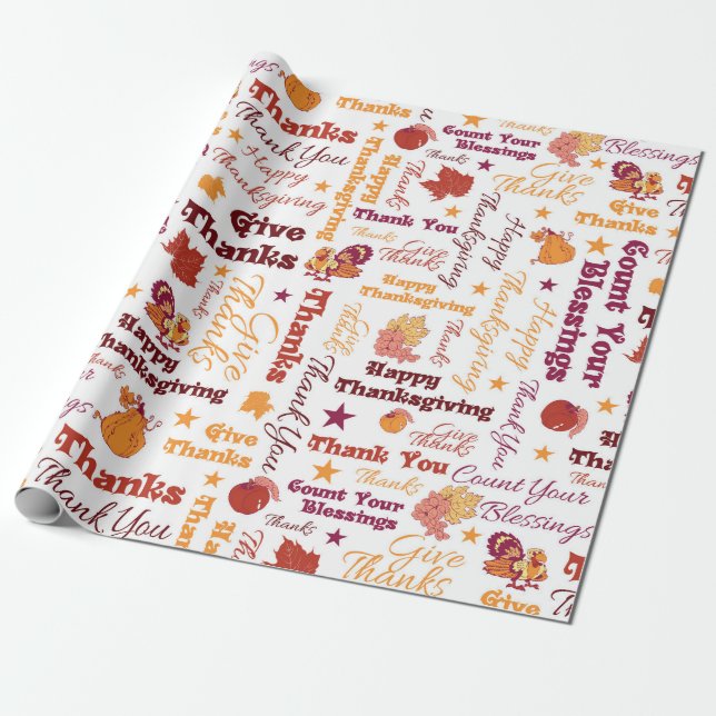 Giving Thanks Thanksgiving  Wrapping Paper (Unrolled)
