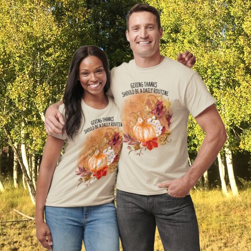 Giving Thanks with Pumpkin Autumn Leaves T_Shirt