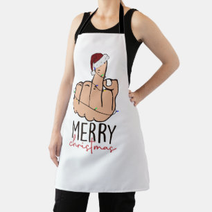 Giving the Finger Merry Christmas Apron