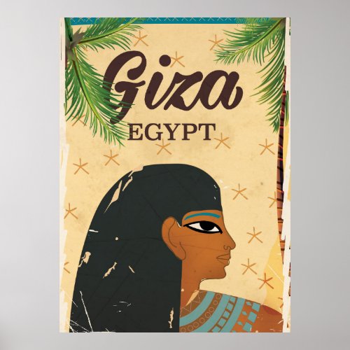 Giza Egypt vintage style travel poster