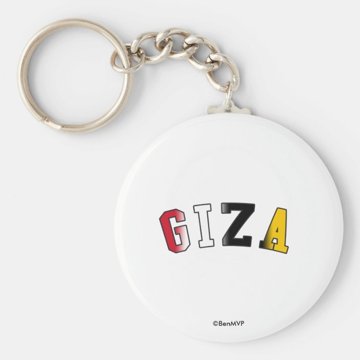Giza in Egypt National Flag Colors Key Chain