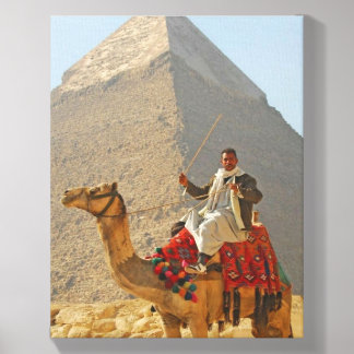 Giza pyramids and Camel Ride , Egypt Travel Canvas Photo Tile