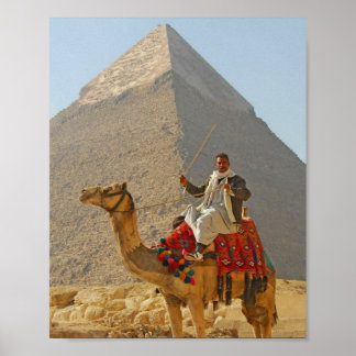 Giza pyramids and Camel Ride , Egypt Travel Poster