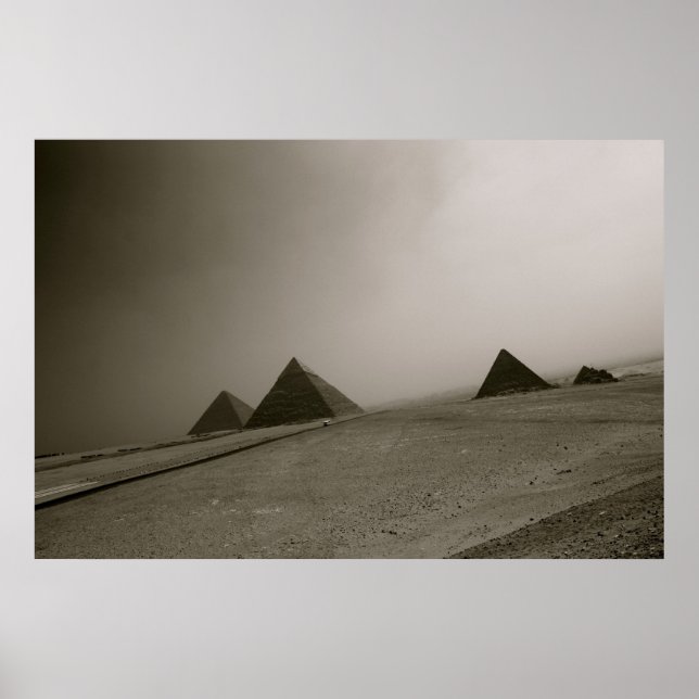 Giza Pyramids Black & White Poster (Front)