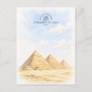 Giza Pyramids Egypt   Architecture Landscape Postcard