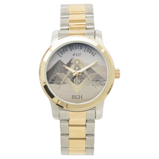 Giza Pyramids Masonic Monogrammed Watch (Front)