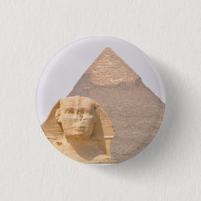 Giza Pyramids Sphinx Pharaoh ancient Egypt Trip Button (Front)