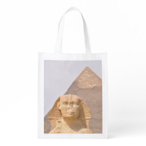 Giza Pyramids Sphinx Pharaoh ancient Egypt Trip Grocery Bag