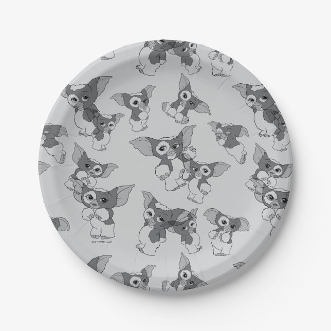 Gizmo | Black & White Pattern Paper Plates (Front)