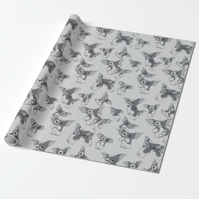 Gizmo | Black & White Pattern Wrapping Paper (Unrolled)