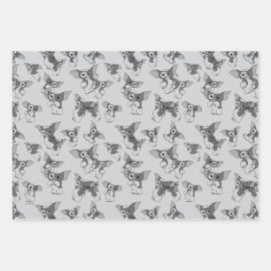 Gizmo   Black & White Pattern Wrapping Paper Sheets