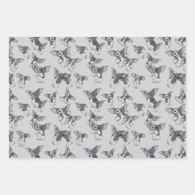 Gizmo | Black & White Pattern Wrapping Paper Sheets (Front)