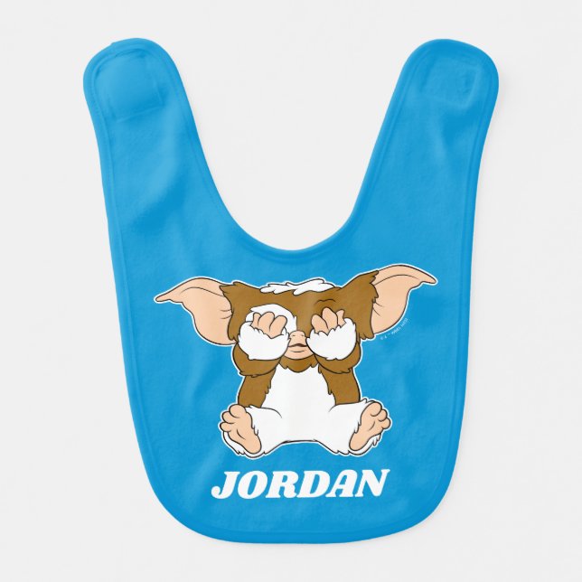 Gizmo | Cute Comic Character | Add Your Name Baby Bib (Front)