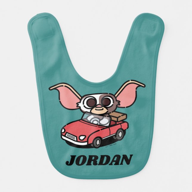 Gizmo | Cute Comic Driver | Add Your Name Baby Bib (Front)