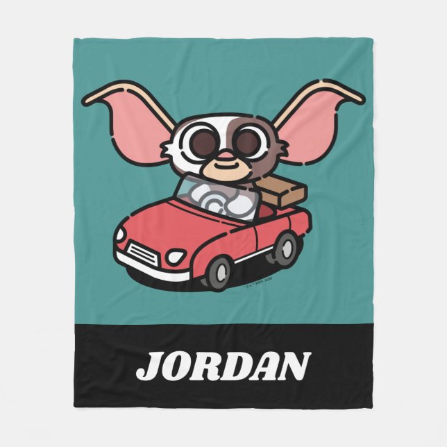 Gizmo | Cute Comic Driver | Add Your Name Fleece Blanket (Front)