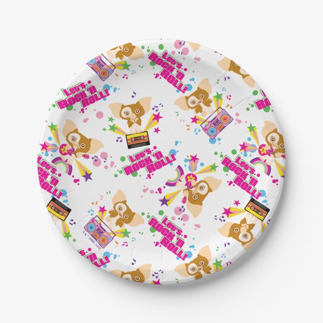 Gizmo | Let's Rock 'n Roll Pattern Paper Plates (Front)