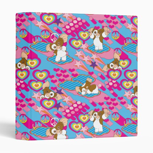 Gizmo  Pink Peace  Love Pattern 3 Ring Binder